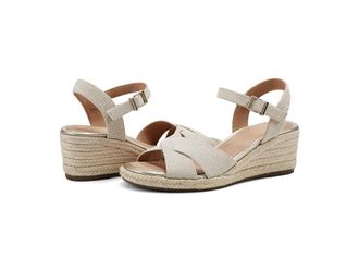 Easy Spirit Shandra Womens Sandals Gold/Natural Linen : 7.5 M (B), Suede/Textile
