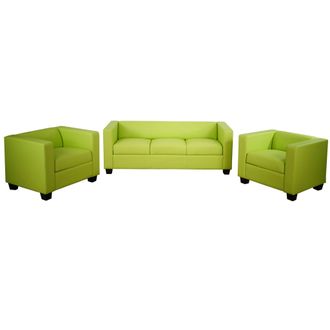 Hhg Nunca Usado] 3-1-1 Conjunto Sof&aacute; Conjunto Sof&aacute; Lounge Lille, Polipiel, Verde Claro