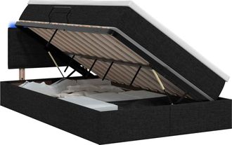 vidaXL Cama De Almacenamiento Led Con Colch&oacute;n Negro 120 X 200 Cm Tela Vidaxl