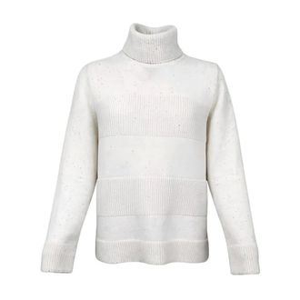 D.exterior Gebreide coltrui met spikkelpatroon - Dames - Truien - Wit - Maat: S