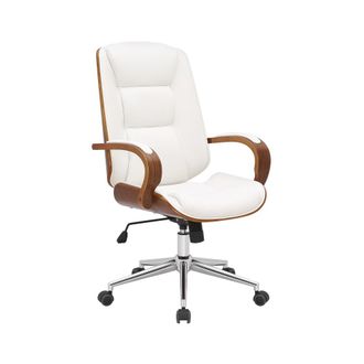 Clp Silla de oficina giratoria regulable en Simil cuero Nogal/blanco