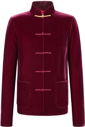 Shanghai Tang x Jacky Tsai velvet shirt jacket - men - Viscose/Cupro - 46 - Red
