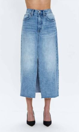 Pistola Denim Alice Midi Denim Skirt With Slit In Skylark