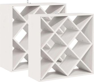 vidaXL Wine Rack 2 pcs White 62 x 25 x 62 cm Solid Pine Wood vidaXL