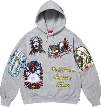 SUPREME FW26 Stickers Hooded Sweatshirt Heather Grey SUP-FW26-064-GRY