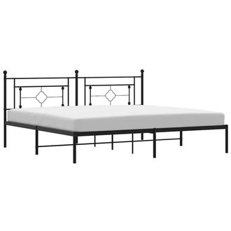 Berkfield Home Metal Bed Frame without Mattress with Headboard Black 193x203cm | Size: 193x203 cm