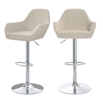 Rendez-Vous D&eacute;co Set de 2 sillas de bar blancas efecto boucl&eacute; lana 63/83 cm