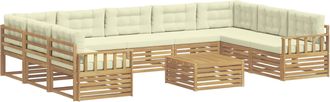 vidaXL Conjunto De Sof&aacute;s De Exterior 10 Uds. Blanco Y Crema Vidaxl