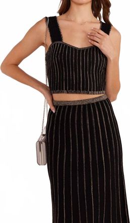 Minkpink Celia Lurex Stripe Top In Black Combo