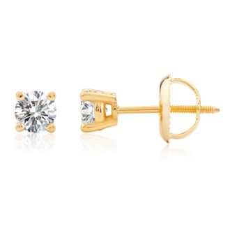 MAX + STONE Certified 14k Yellow Gold Lab Grown Diamond Solitaire Stud Earrings (1/2 ct. tw)