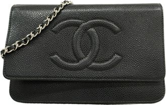 Chanel Brown Grained Calfskin Chain/Shoulder Wallet (Pre-Owned)