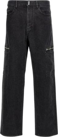 Givenchy Zwarte Cargo Jeans met Ritsdetail - Heren - Regular Fit Jeans - Zwart - W32 - Jeans