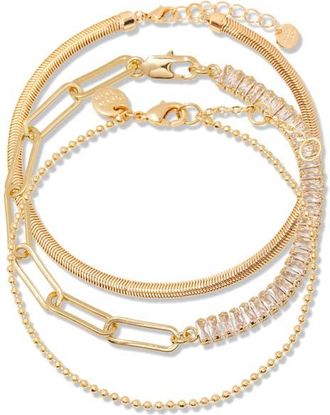 Brook & York Priya Birthstone Tennis Bracelet Set in Gold April at Nordstrom