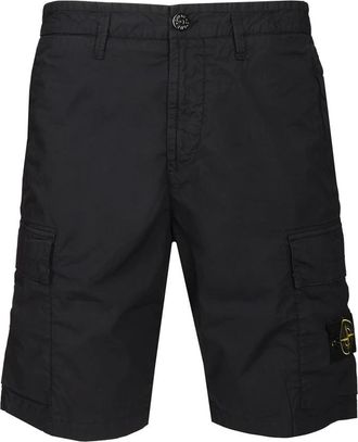 Stone Island Stretch Cotton Tela Paracadute Bermuda Shorts - Heren - Korte Broeken - Blauw - W33 - Katoen - Korte Broeken