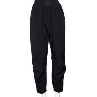 Sportmax Black Synthetic Contrast Trim Ruched Zip Detail Pants