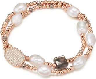 Lulu & Jane Womens Female Pearl Bracelet Metal (Alloy) - Rose Gold - One Size