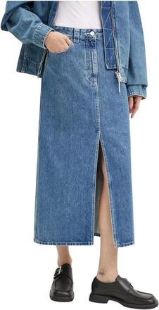 Sunnei Logo-patch denim rok - Dames - Spijkerrokken - Blauw - S - Denim - Rokken