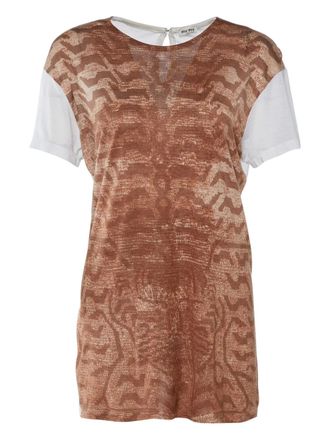 Miu Miu snake-print t-shirt - Brown