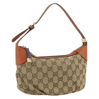 Gucci Pre-owned Shoulder Bags, female, Beige, Size: ONE SIZE Pre-owned Vintage GG Canvas Hand Bag