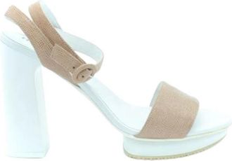 Hogan Verfijnde Sandalen met Hoge Hak - Dames - Sandalen met hakken - Beige - 39 EU - Leer - Schoenen