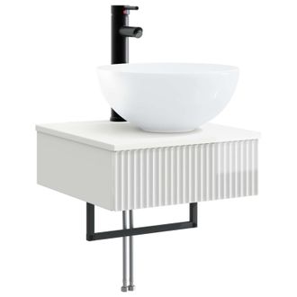 vidaXL Lavabo De Lavado Montado En La Pared Blanco Brillante Vidaxl