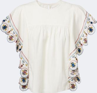 Isabel Marant Marlie embroidered ruffled blouse