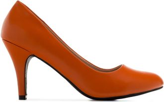 Andres Machado Faux Leather Stilettos for Women with 3.74 / 9.5 cm Heel - Round Toe - High Heels/Heeled Shoes - AM422 Orange - Special Size UK 3.5 / EU 35