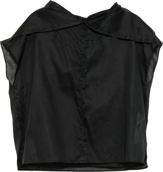 Jil Sander cotton caped top - women - Cotton - 38 - Black