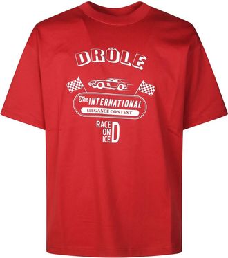 Dr&ocirc;le de Monsieur Le T-Shirt Race On Ice - Heren - T-shirts - Rood - S - Katoen - Tops