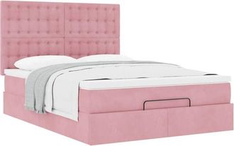 vidaXL Estructura Cama Otomana Colchones Terciopelo Rosa 140x200cm Vidaxl