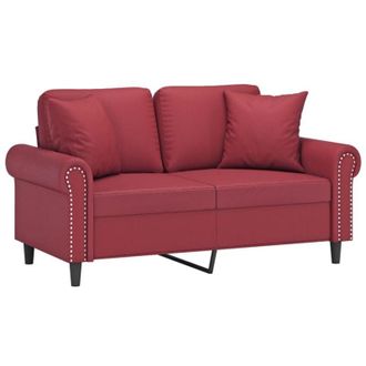 vidaXL Divano a 2 Posti con Cuscini Rosso Vino 120 cm in Similpelle - Vidaxl