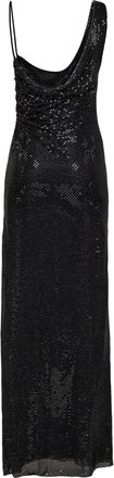 Self Portrait Womens Maxi Dress Draped Tulle Black Polyester