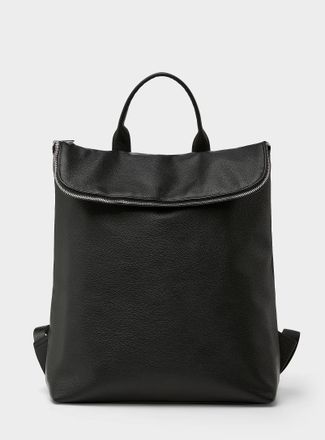 Le 31 Mens Zipped-flap pebbled faux-leather backpack