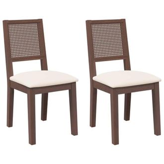 vidaXL Vidaxl - Sedie da Pranzo con Cuscini 2pz Marrone Legno Massello di Hevea
