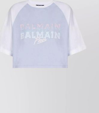 Balmain cropped cotton logo-print t-shirt