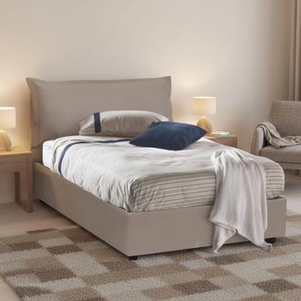 Dmora Dmora - Cama De Plaza Y Media Dbayey, Cama Contenedor Con Tapizado En Ecopiel, 100% Made In Italy, Apertura Frontal, Con Colch&oacute;n Cm 120x190 Incluido, 