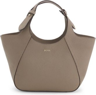 BOSS Grained-leather tote bag with logo lettering
