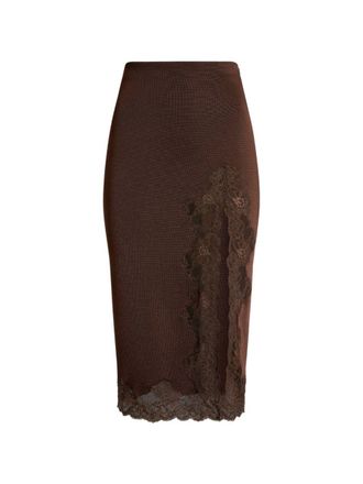 Balmain Falda midi con detalle de encaje de Balmain