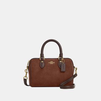 Coach Womens Mini Rowan Crossbody in Suede - Brown Leather - One Size