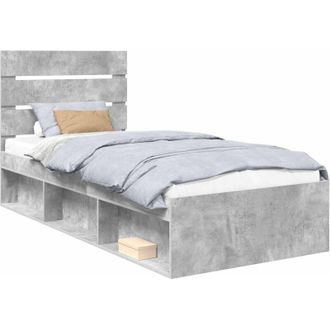 vidaXL Estructura De Cama Con Cabecera Gris Concreto 100 X 200 Cm Vidaxl