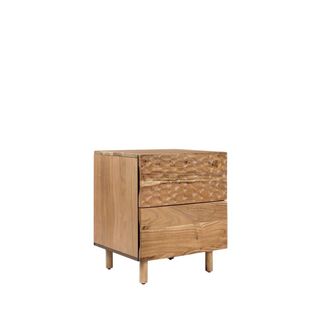 Klast Mesita de noche 2 cajones de madera natural 48 cm x 58 cm