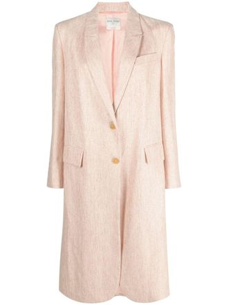 Forte_Forte single-breasted metallic-tweed midi coat - women - Linen/Flax/Cotton/Polyester/Polyamide - III - Pink