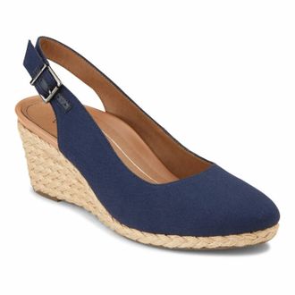 Vionic Womens Carolina Slingback Wedge Shoes In Navy