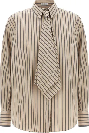 Brunello Cucinelli Beige Cotton Womens Blouse