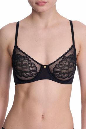 Natori Flora Unlined Balconette Underwire Bra In Black