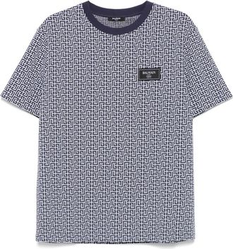 Balmain T-shirt PB Labyrinth jacquard - Blu