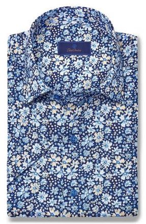 David Donahue Casual Floral Print Button-Up Shirt in Navy/Multi at Nordstrom Rack, Size Xx-Large