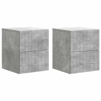 vidaXL Mesita De Noche De Pared 2 Pcs Gris Hormig&oacute;n 33 X 34,5 X 40 Cm Vidaxl