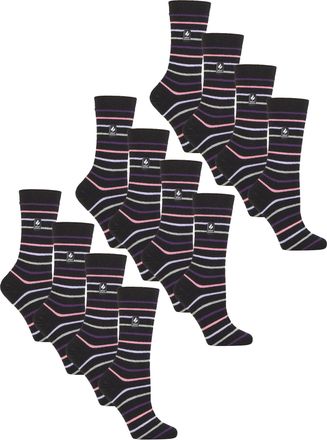 Heat Holders Womens 12 Pairs Ladies Ultra Lite Soft Thermal Socks - Black - Size UK 4-8