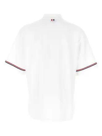 Thom Browne Rugby Cotton with Grosgrain Trim Polo - White